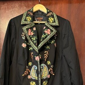 Women’s Johnny Was Black Floral Embroidered Blazer